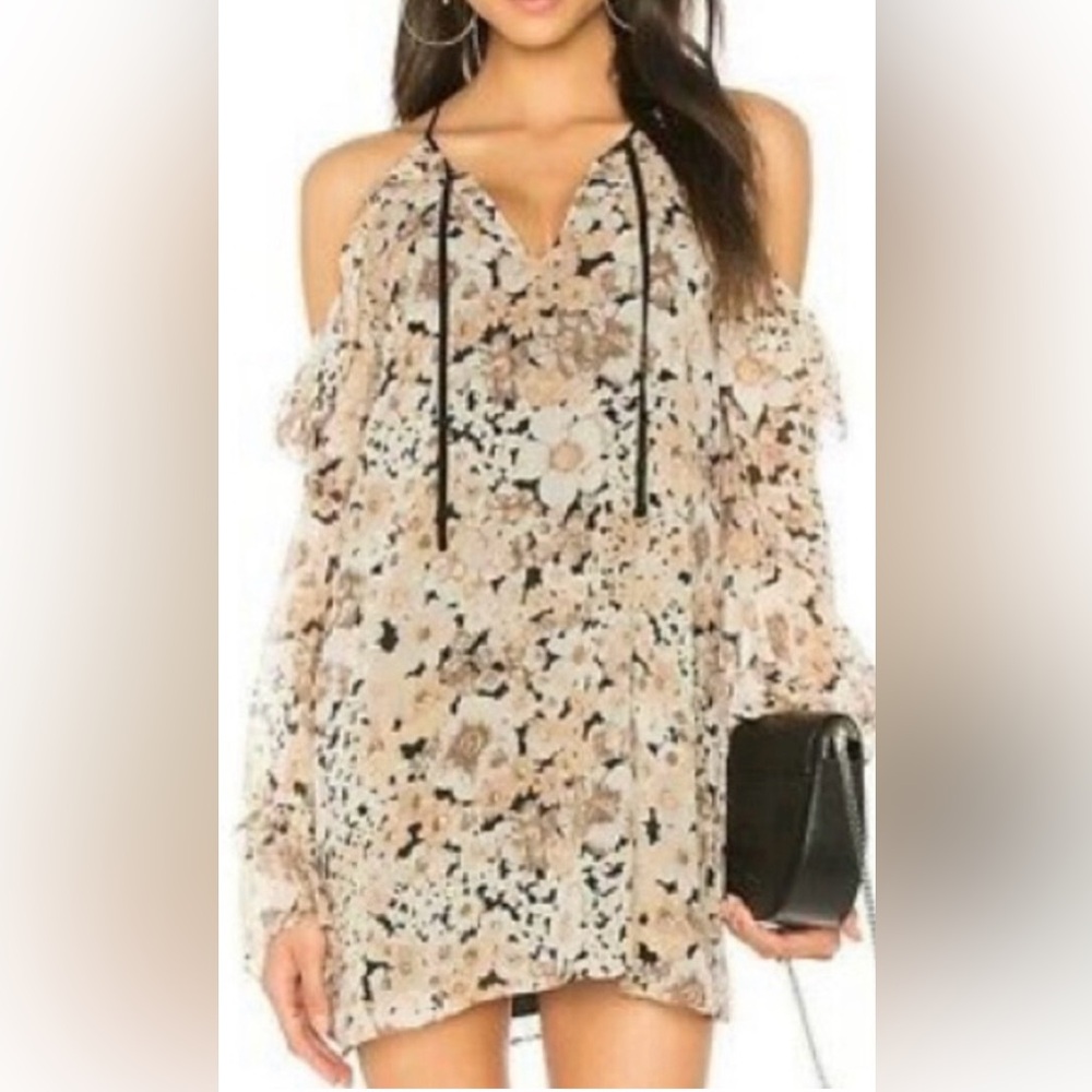 Joie Amorita Cold Shoulder Black and Cream Floral Dress